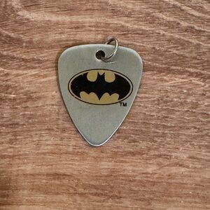 Silver toned Batman Logo Guitar Pick Pendant​​
